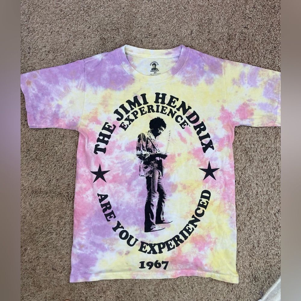 Jimi Hendrix Authentic Tie-Dye T-Shirt w/ famous Are you Experienced 1967 tour
